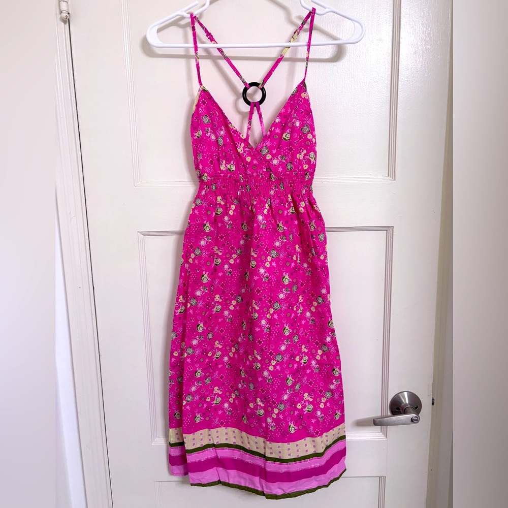 Pink Floral Aline dress medium